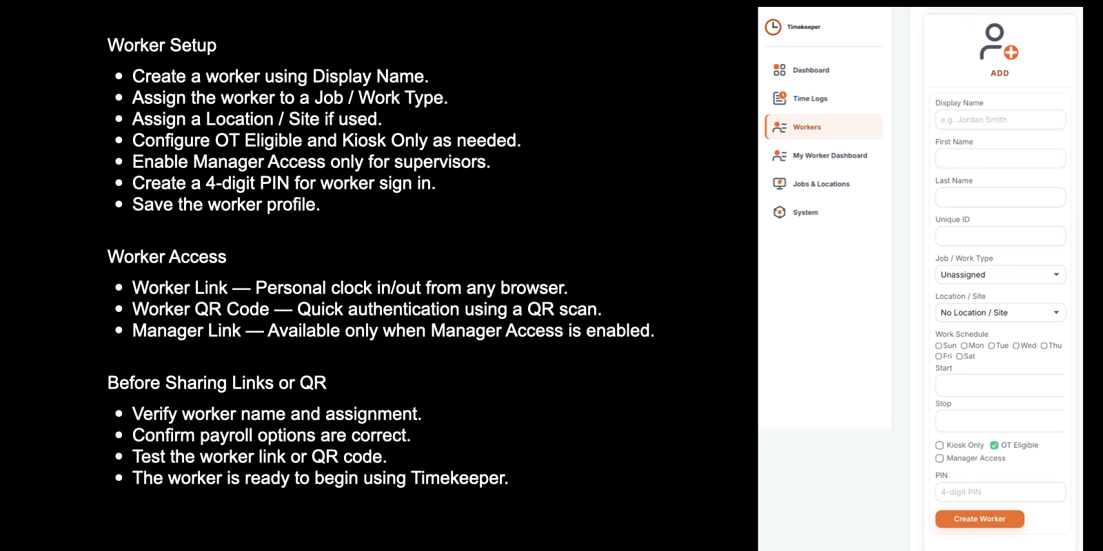 Create a worker and configure worker access